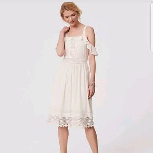 ANN TAYLOR LOFT COLD SHOULDER VILLA BOHO DRESS